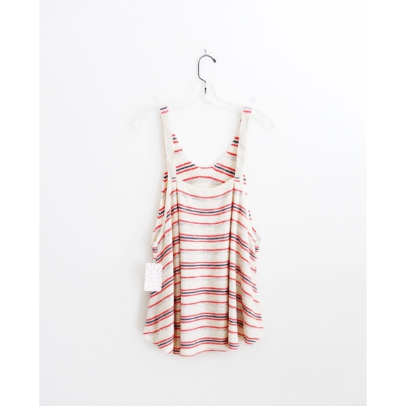 Free People Ivory Striped Oversized Tank sz S NWT - Picture 2 of 4